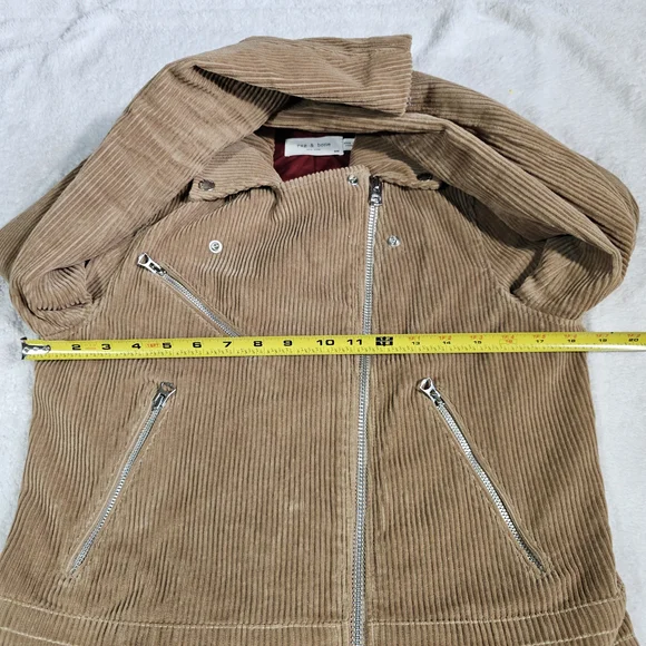 RAG & BONE Mercer Corduroy Moto Camel Cropped Jacket Womens Medium. - Picture 14 of 15